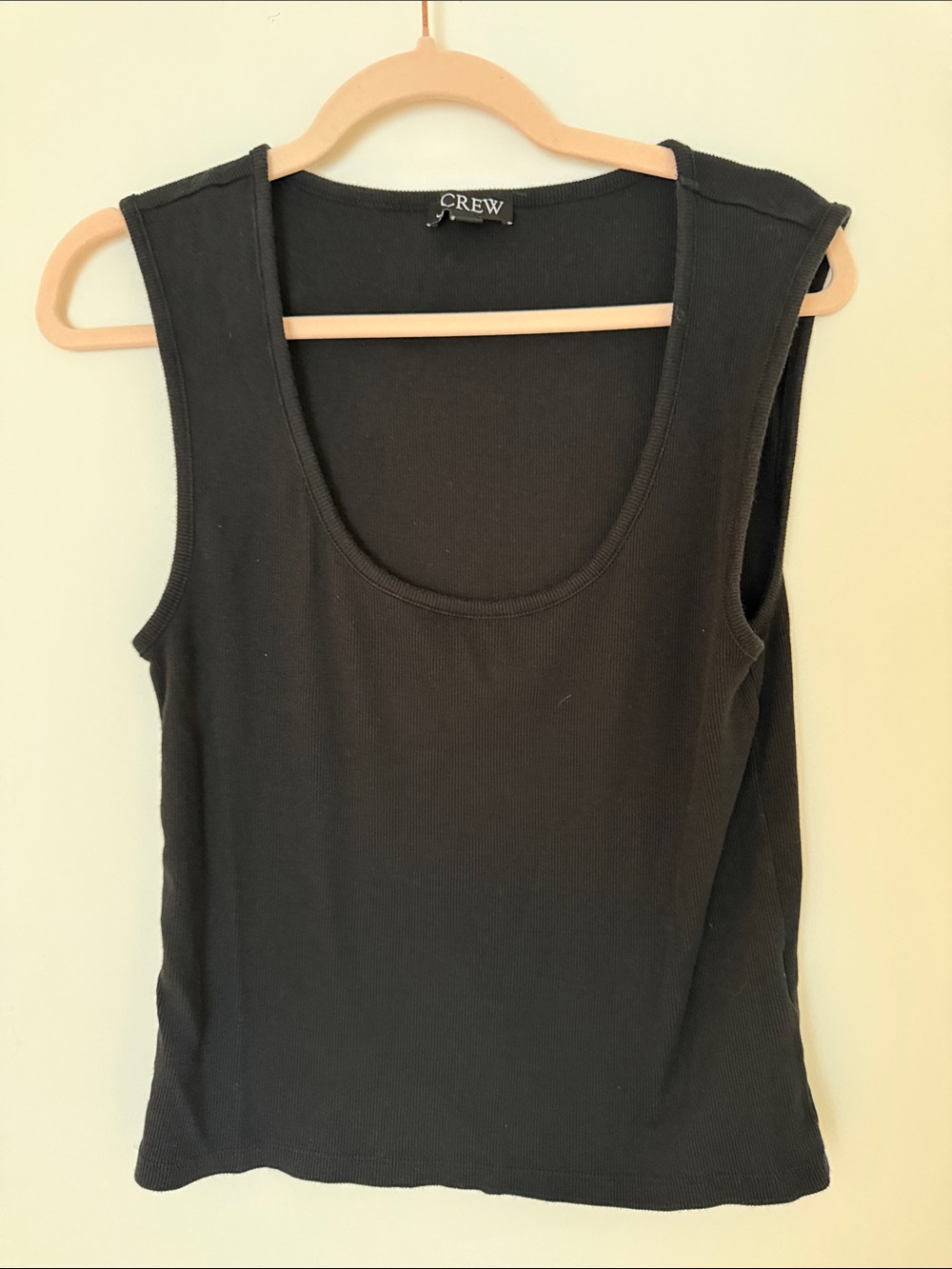 J. Crew Black Ribbed Scoop Tank Top